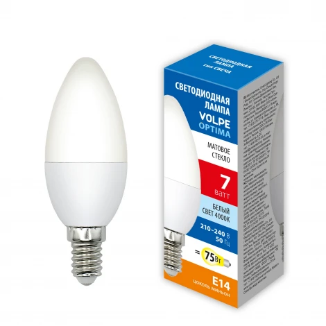 Лампочка светодиодная Volpe LED-C37-SLS LED-C37-7W/4000K/E14/FR/SLS