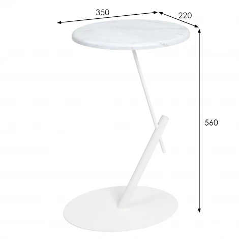 Стол приставной овальный МеталлАрт М015 белый мрамор/белый Mebelik 009512