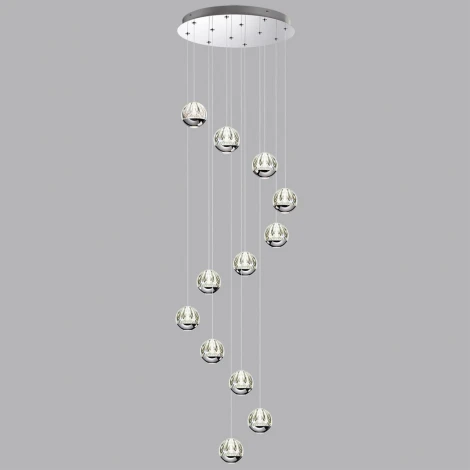 Каскадная люстра Odeon Light Sono 5100/60L хром/прозрачный/акрил LED 60W (12*5W) 4000K (220V, на проводе)