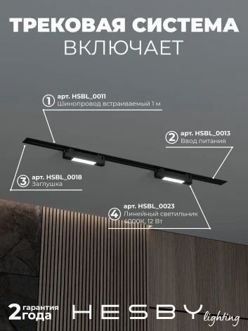 Трековая система в сборе встраиваемая однофазная 220V Hesby Lighting №1 однофазная накладная Skylite HSBL_kompl_S001_VI1B4K