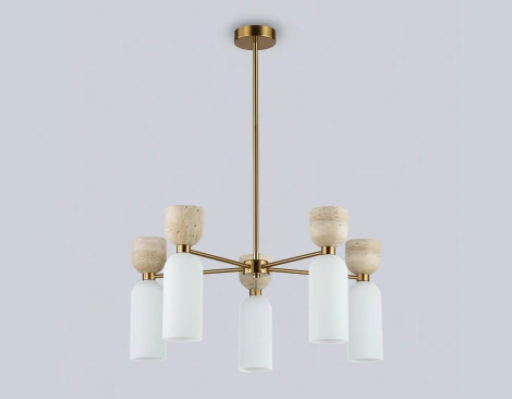 Потолочная люстра на штанге с травертином Ambrella Ceramo Modern LH53325