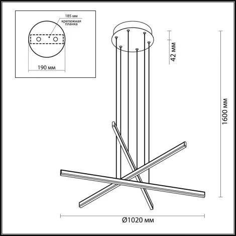 Подвесной линейный светильник LED Odeon Light Rudy 3890/48L (220V, на тросе)
