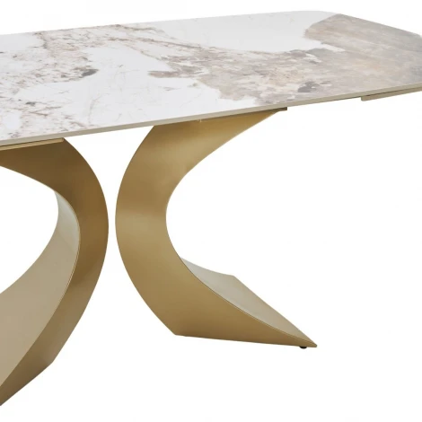 Стол МАТИАС (MATIAS) 180 цвет ПАНДОРА (GLOSS LUXURY PANDORA SOLID CERAMIC) / ШАМПАНЬ, ®DISAUR M-City 64340