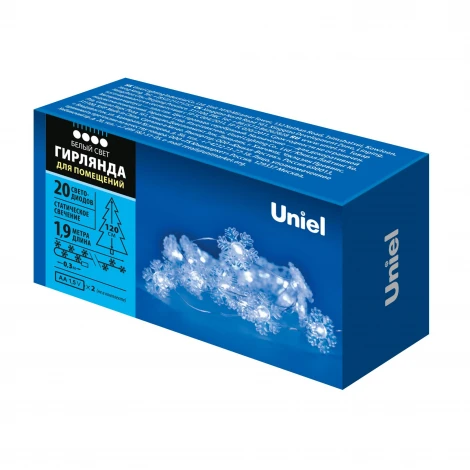 Гирлянда Uniel ULD ULD-S1900-020/STB/2AA WHITE IP20 SNOWFLAKES MINI