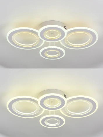 Потолочная люстра светодиодная Natali Kovaltseva Groove LED LAMPS 81196 с пультом ДУ, моб. приложением 140W, белый, LED (регулировка яркости, 220V)