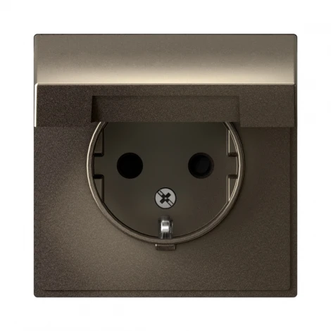 Розетка с заземлением, шторками и крышкой (мокко) Systeme Electric GAL000646