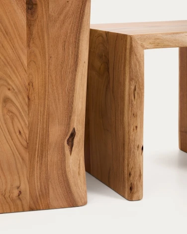 Комплект из 2-х столиков Lomiri из массива акации с выбеленной отделкой 50 x 42 см/34 x 42 La Forma (ex Julia Grup) 419813