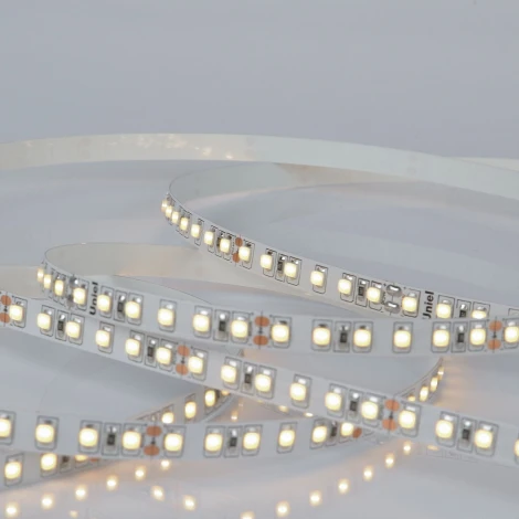 Светодиодная лента Uniel ULS-2835-120LED/m-8mm-IP20-DC24V-9,6W/m-5M-3000K катушка в герметичной упаковке