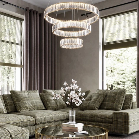 Подвесная люстра ярусная большая Vekia 5015/88L Odeon Light (LED, 220V, на тросе)