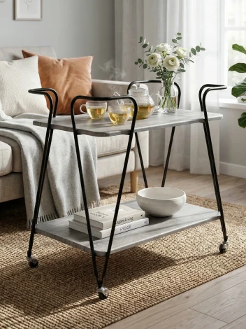 Стол сервировочный Эстер черный/орех гикори grey Mebelik 008845