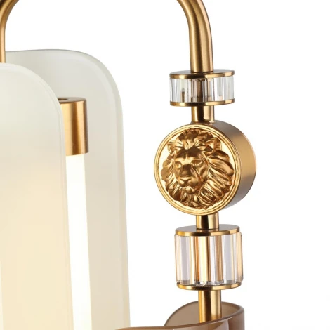 Настольная лампа Odeon Light Lion 5467/10TL белый/коричневый/античная бронза/металл/стекло/декор металл LED x 10W (5W*2) 3000K