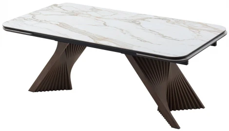 Стол МАНХЭТТЕН 200 цвет СВЕТЛЫЙ БЕЖ ( DRAC COLD XLIM), керамика / Орех Карни натуральный M-City 64767