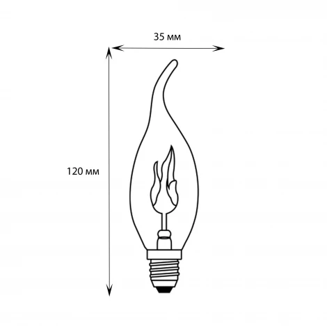 Лампочка светодиодная свеча на ветру желтая E14 3W Uniel IL-N-CW35-3/RED-FLAME/E14/CL
