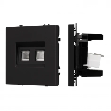 Механизм сдвоенной телефонной розетки SCT-NOBE-MTL2-SFPL-BK (RJ-11, 4C) (Arlight, Черный оникс) 054309