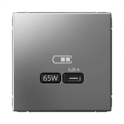 Розетка с быстрой зарядкой USB Type-C 65Вт (сталь) Systeme Electric GAL000927