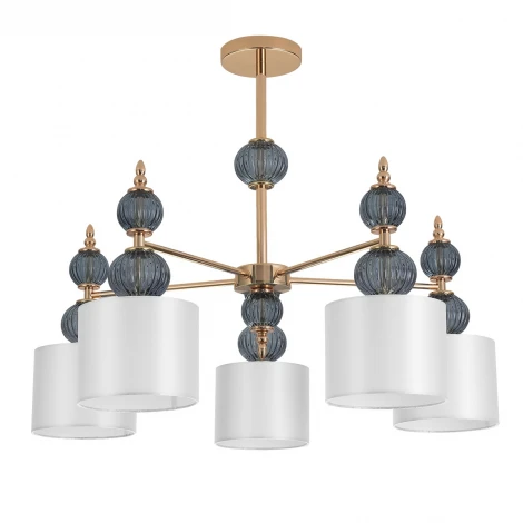Потолочная люстра на штанге Lumion Mikimito 8418/5 французкое золото/серый, металл/текстиль E27 5*40W 220V