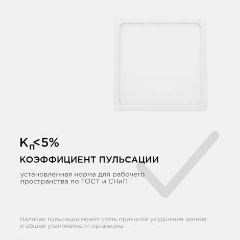 Потолочный светильник накладная квадратный 220В 12Вт 960лм встроенный изолированный драйвер 4500К Apeyron 06-44