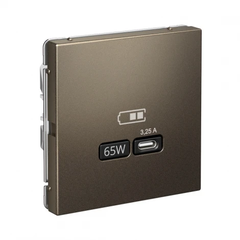 Розетка с быстрой зарядкой USB Type-C 65Вт (мокко) Systeme Electric GAL000627