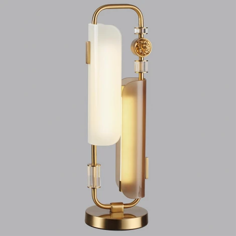 Настольная лампа Odeon Light Lion 5467/10TL белый/коричневый/античная бронза/металл/стекло/декор металл LED x 10W (5W*2) 3000K
