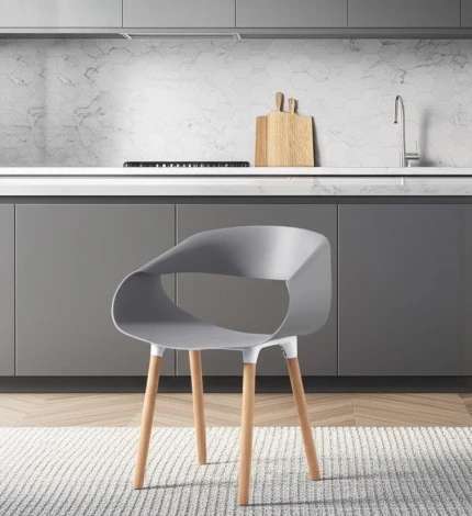 Стул QXX/КXX (мод. C1058-1)/2 шт. в упаковке пластик/дерево, 60х53х81см, серый/натуральный (Комплект из 2 шт.) Tetchair 24558