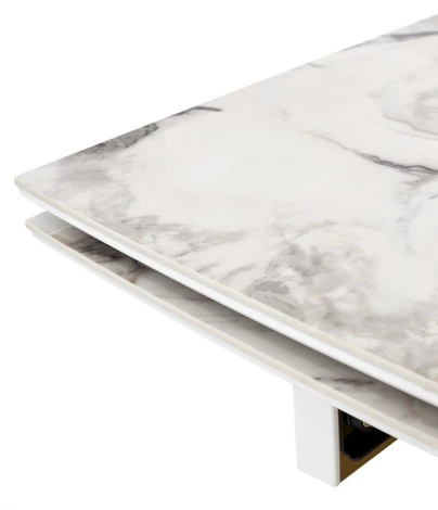 Стол АДАЖИО-2 240 (320) см цвет АРКТИКА (ARCTIC OCEAN), керамика / Золотой каркас M-City 64580