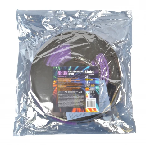 Светодиодная гибкая герметичная лента Neon 15 м. Neon ULS-N11-2835-120LED/m-8mm-IP67-DC24V-10W/m-15M-PURPLE катушка в герметичной упаковке