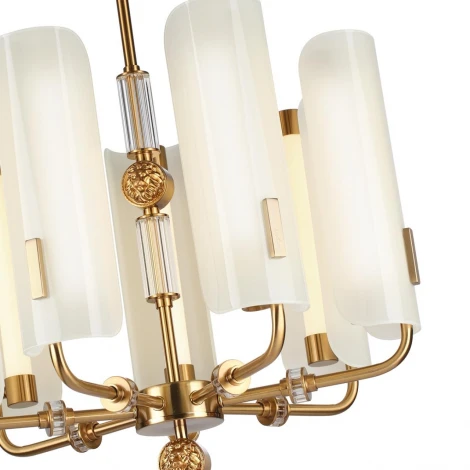 Подвесная/потолочная люстра Odeon Light Lion 5467/35L белый/коричневый/античная бронза/металл/стекло/декор металл LED x 35W (5W*7) 3000K