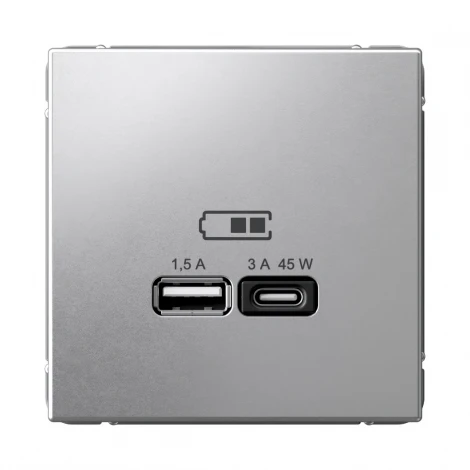 Розетка с быстрой зарядкой USB Type A+С 45Вт (алюминий) Systeme Electric GAL000329