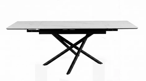 Стол DikLine BKX110 Керамика Carrara Gloss (мрамор глянец белый)/подстолье черное/опоры черные (2уп.) 00-00087086