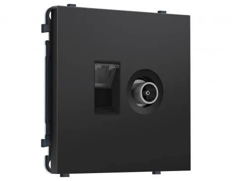 Комплект механизма Ethernet RJ-45 и ТВ-розетки оконечной (Черный матовый) Ambrella Volt QUANT PRO MS812510
