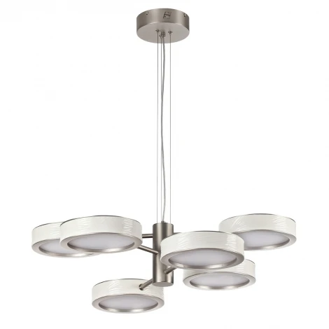 Подвесна люстра светодиодная Odeon Light Riviera 5451/99L белый/никель/металл/керамика/акрил LED 99W 2000К/3000K/4000K
