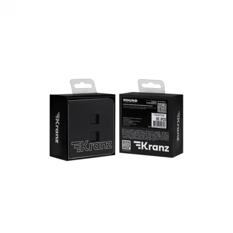 Розетка компьютерная двойная RJ45+RJ45 кат6 с/у оникс Kranz Round KR-78-0725-3