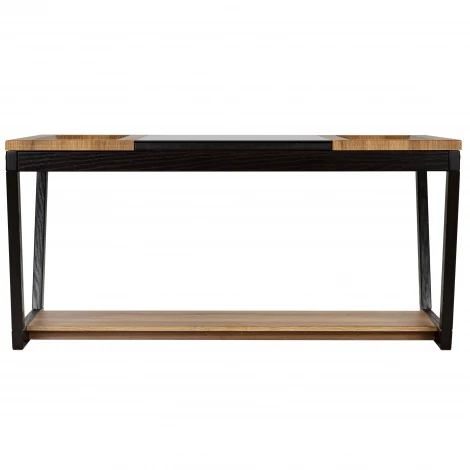 Стол журнальный BeautyStyle 33 дуб вотан/черный/стекло черное Mebelik 009856