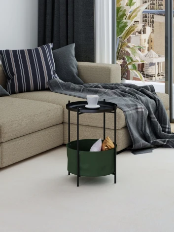 Стол журнальный Элдей рогожка хаки/черный Mebelik 009758