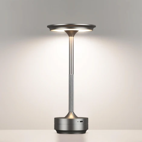 Настольная лампа с аккумулятором 5035/6TL никель/металл/акрил LED 6W 3000K-5700K 300Лм Odeon Light Tet-A-Tet (12V, диммер, сенсорный выключатель, круглые)