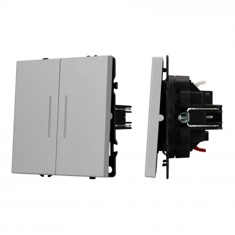 Механизм выключателя двухклавишный непроходной LED SWT-NOBE-MK02-SFPL-L-IS (230V, 10A) (Arlight, Никель) 059418