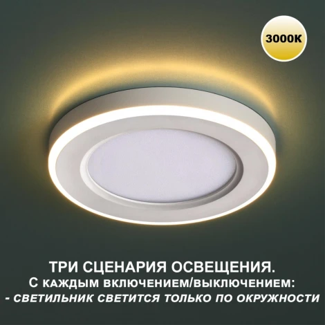 Светильник встраиваемый светодиодный Novotech Span 359020 LED 3000К 12W+4W SPOT (220V, круглые)