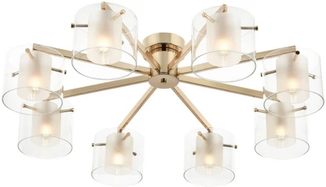 Потолочная люстра на штанге Lumion Verdi 6587/8C золото/прозрачный, металл/стекло E14 8*40W 220V (круглые)