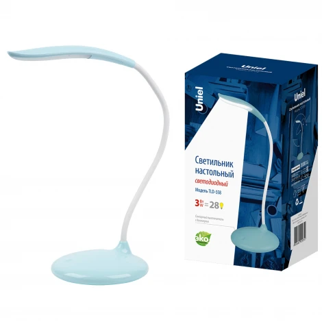 Интерьерная настольная лампа Uniel TLD-558 Blue/LED/280Lm/5000K/Dimmer (220V, диммер, сенсорный выключатель)
