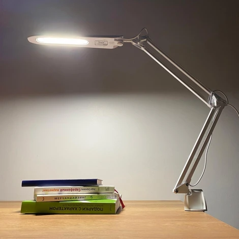Офисная настольная лампа на струбцине Uniel TLD-524 White/LED/500Lm/4500K/Dimmer (220V, диммер, сенсорный выключатель)