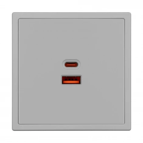 Розетка тип A+C софт-тач никель ARL NOBE USB SCT-MUAC-SFPL-FC-IS (65W, QC3) (Arlight,) 059447(1)