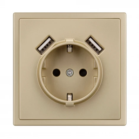 Розетка ARL NOBE зк со шторками с USB тип А+А софт-тач золотой песок SCT-MUAA-SFPL-GD (250V, 16A) (Arlight,) 054290(1)