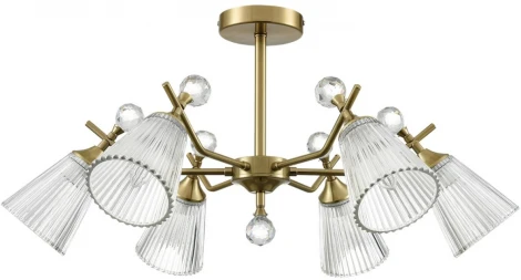 Потолочная люстра на штанге Lumion Aurica 8046/6C латунь/прозрачное стекло Е14 6*40W 220V
