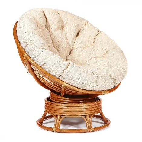 Кресло-качалка PAPASAN/ПАПАСАН W 23/01 B /с подушкой/ 115х78х104см, коньячный, ткань старт Tetchair 5773