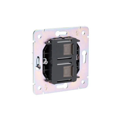 Розетка компьютерная двойная RJ45+RJ45 кат6 с/у графит Kranz Strong KR-78-0725-6