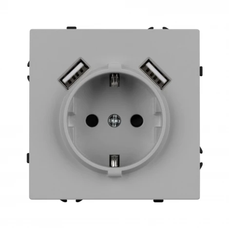 Механизм розетки с USB зарядкой SCT-NOBE-MUAA-SFPL-IS (230V, 16A) (Arlight, Никель) 059443