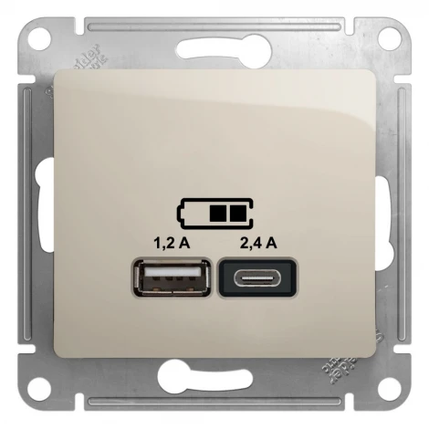 Розетка USB Type A+С (молочный) Systeme Electric Glossa GSL000939