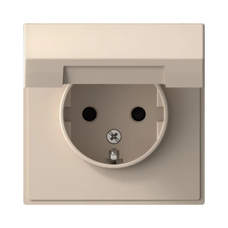 Розетка с заземлением, шторками и крышкой (песочный) Systeme Electric GAL001246