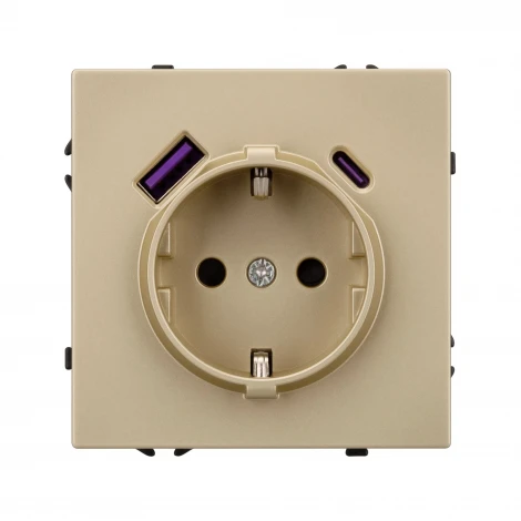 Розетка ARL NOBE зк со шторками с USB тип А+С софт-тач золотой песок SCT-MUAC-SFPL-GD (250V, 16A) (Arlight,) 054286(1)