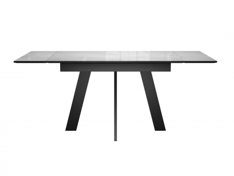 Стол DikLine SFM120 стекло Оптивайт Белый мрамор/подстолье черное/опоры черные 00-00083007